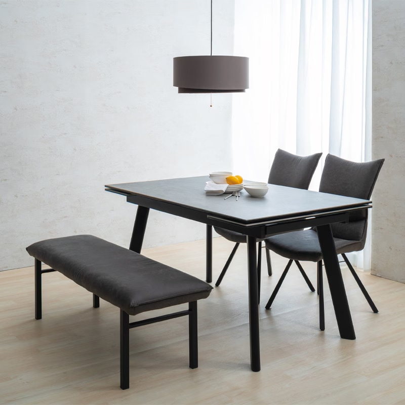 セラミックテーブル 伸長テーブル グラスティ140EXT アッシュグレイ