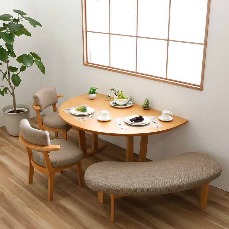 ダイニング4点セット DARTS2 テーブル150半円 + ベンチ + チェア2脚