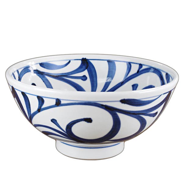 砥部焼・梅山窯・6寸丼（内外唐草）【和食器通販e-tobeyaki.com】