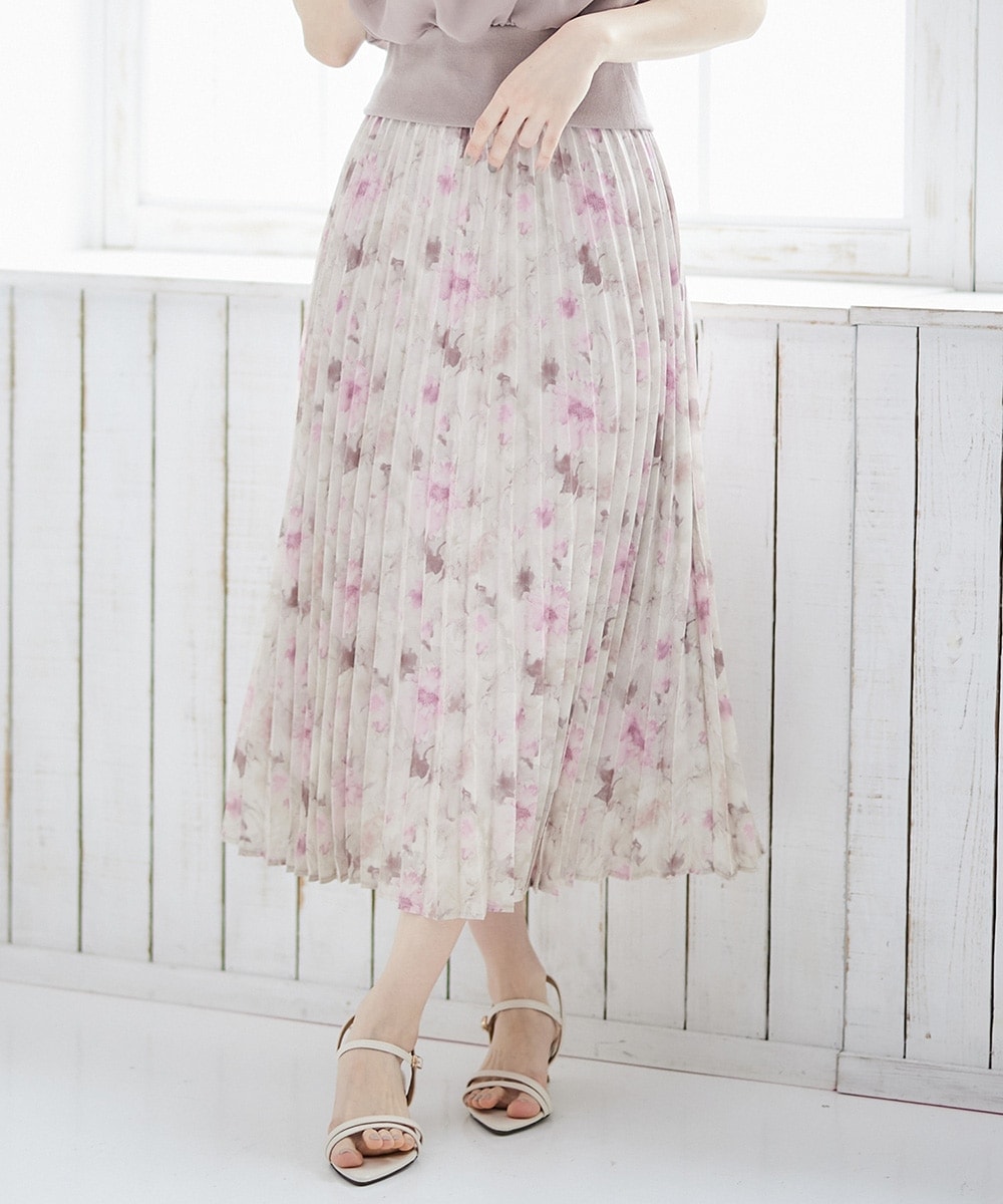 SALE】水彩風花柄プリーツスカート - 12Twelve Agenda(トゥエルブ