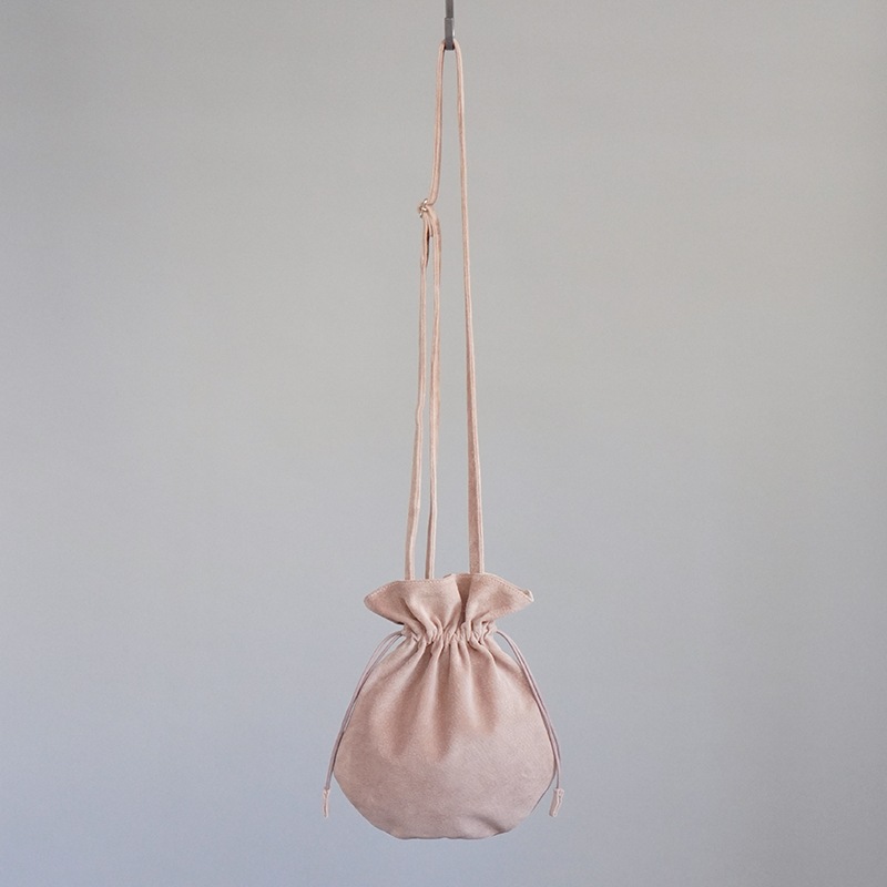 洗える革のフリルショルダーバッグ ピンクベージュ / T21016 Pinkbeige