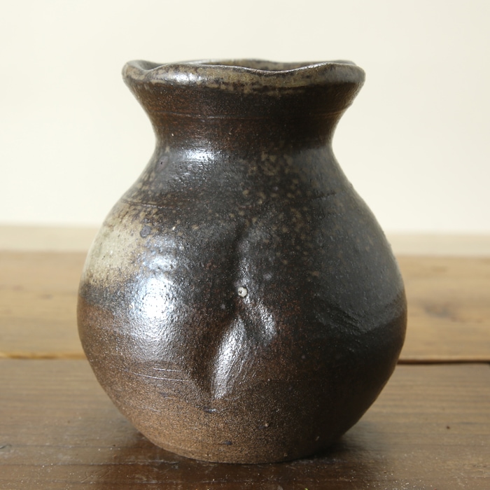 益子焼｜【益子焼】 花瓶 花器 フラワーベース 炭化焼無地 高さ12.5cm