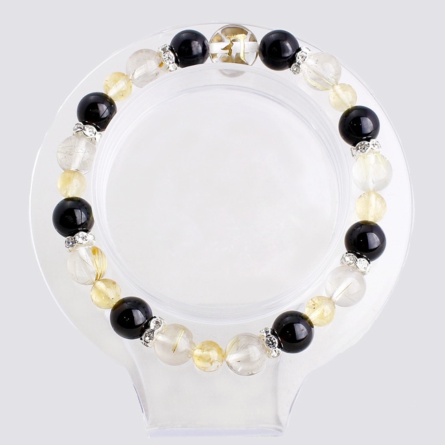 金運と魔除】ルチルクォーツ×モリオン | 金運ブレスレット | 下ヨシ子