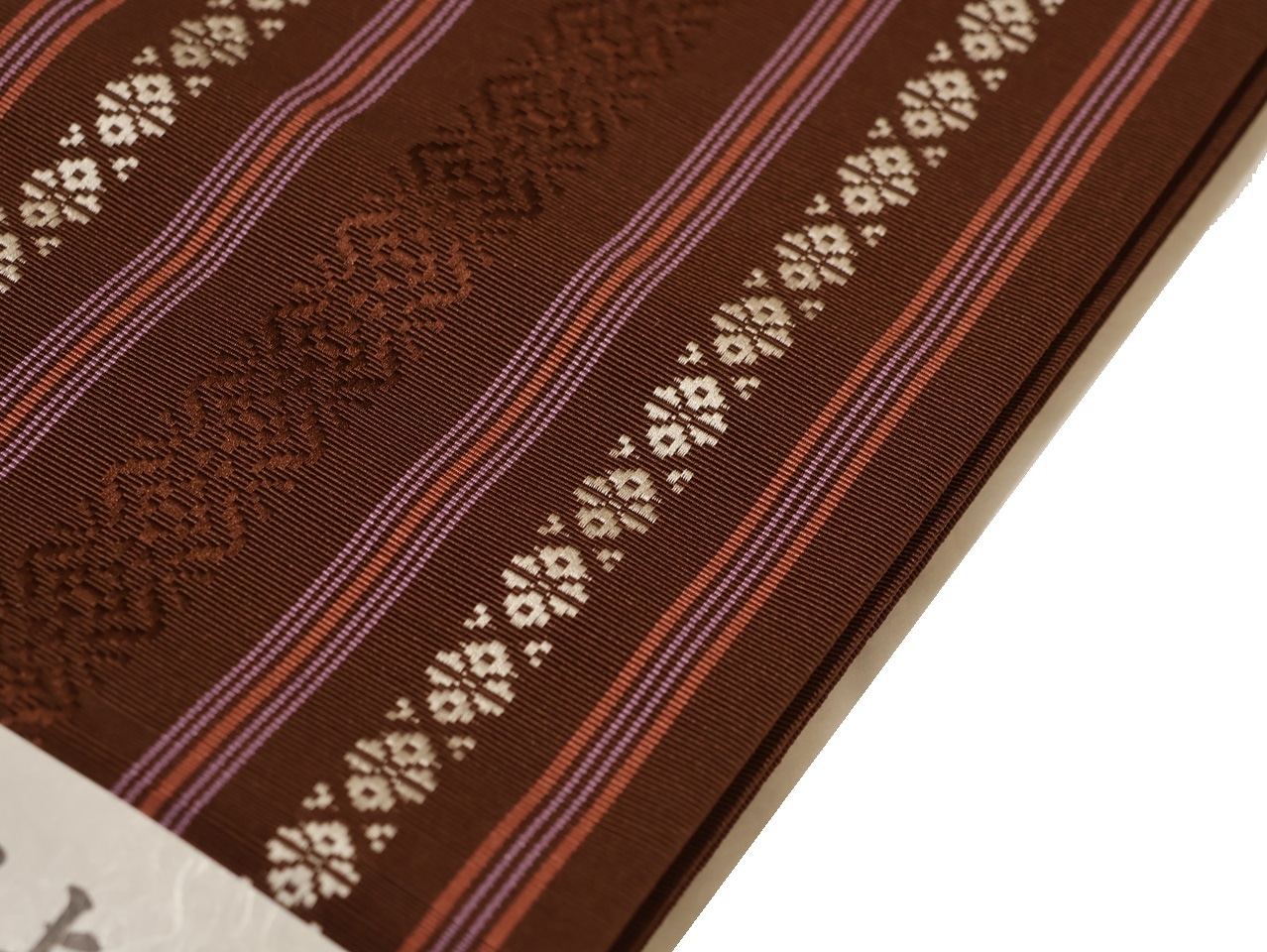 正絹博多織半幅帯「茶色の地にグレー色の博多献上模様」 | 帯,帯(半幅