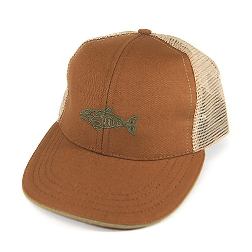 サーモン刺繍メッシュキャップ (ブラウン) | Oregonian Outfitters