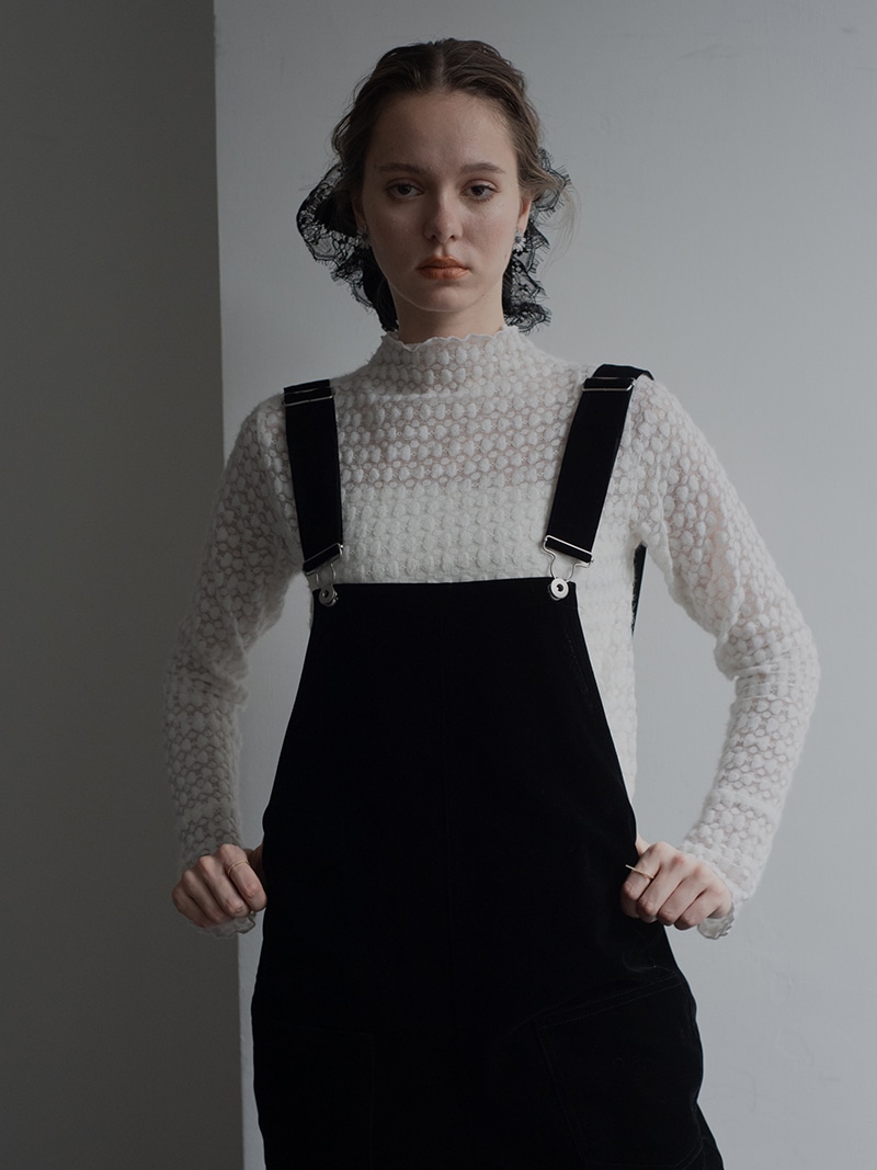 トレフルプラスワン ベルベットオーバーオール ブラック サロペット