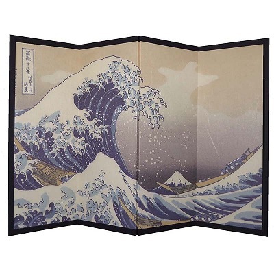 ミニ屏風 H265xW392 神奈川沖浪裏 葛飾北斎 | アート屏風,東京和風
