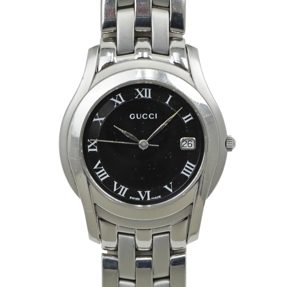 名東】【GUCCI】グッチ 5500M デイト ブラックローマ 黒文字盤 SS