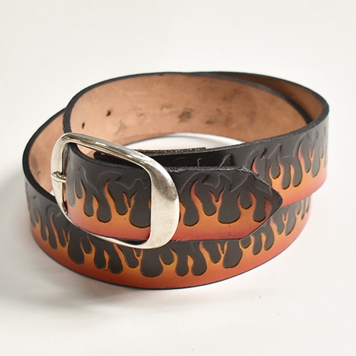 Brackney Leather Works/Embossed Leather Belt/Rising Flame
