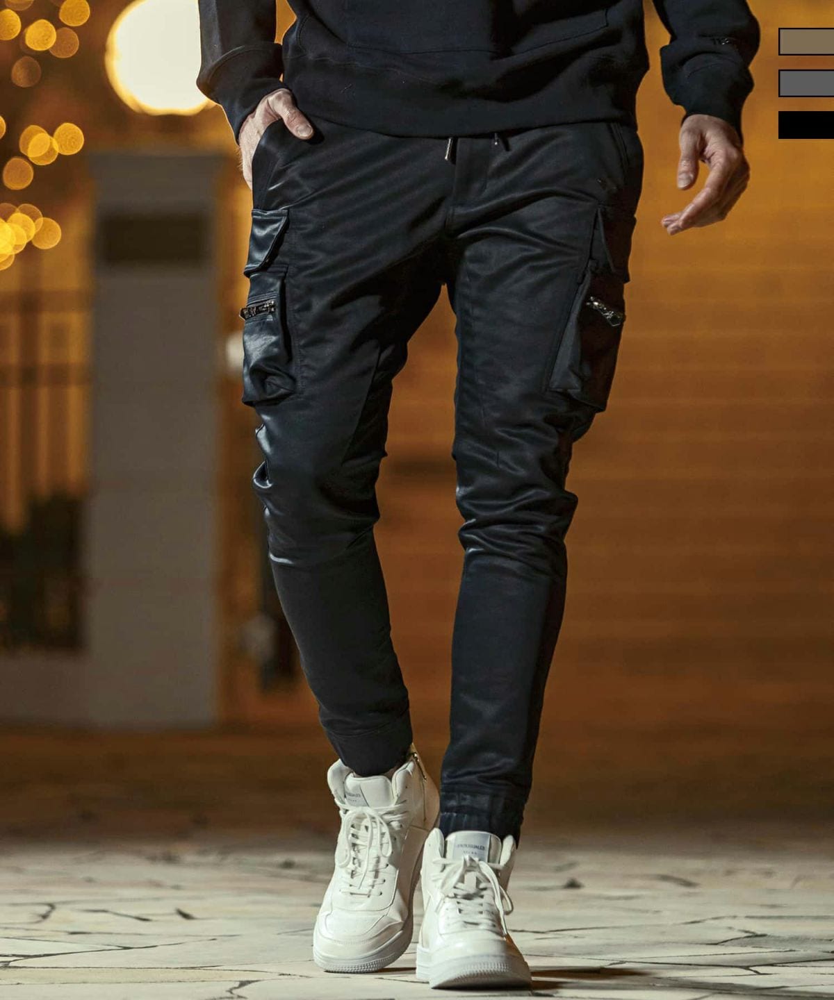 スリムカーゴパンツ ブラック 1PIU1UGUALE3 RELAX ウノピゥウノウ