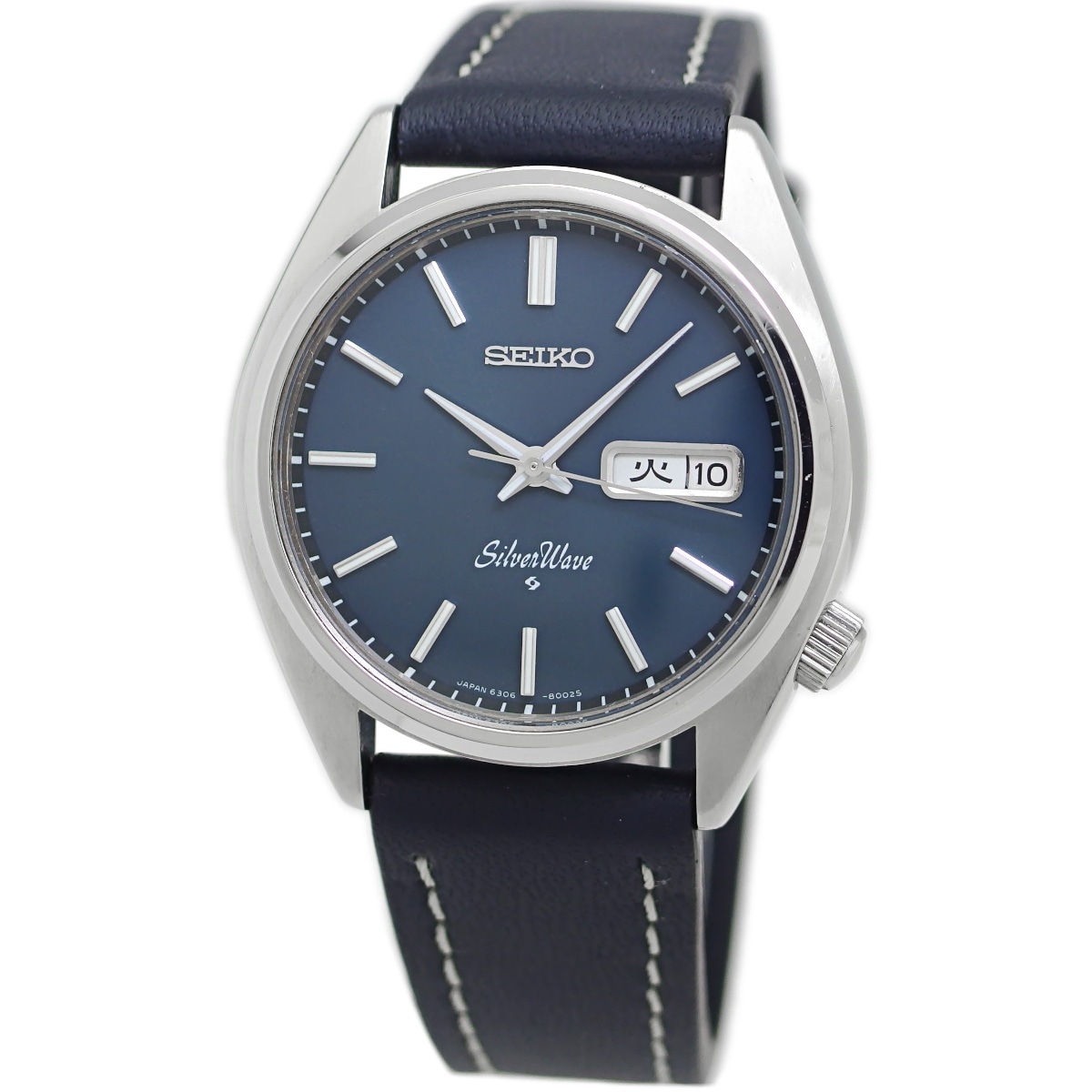 セイコー シルバーウェーブ 6306-8000 紺文字盤 新品ガラス 自動巻 OH