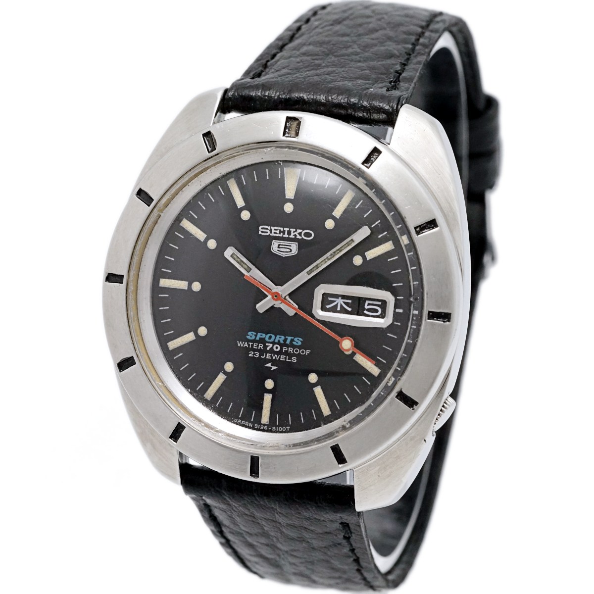セイコー ファイブ スポーツ 23石 5126-8100 ブラック文字盤 自動巻 OH