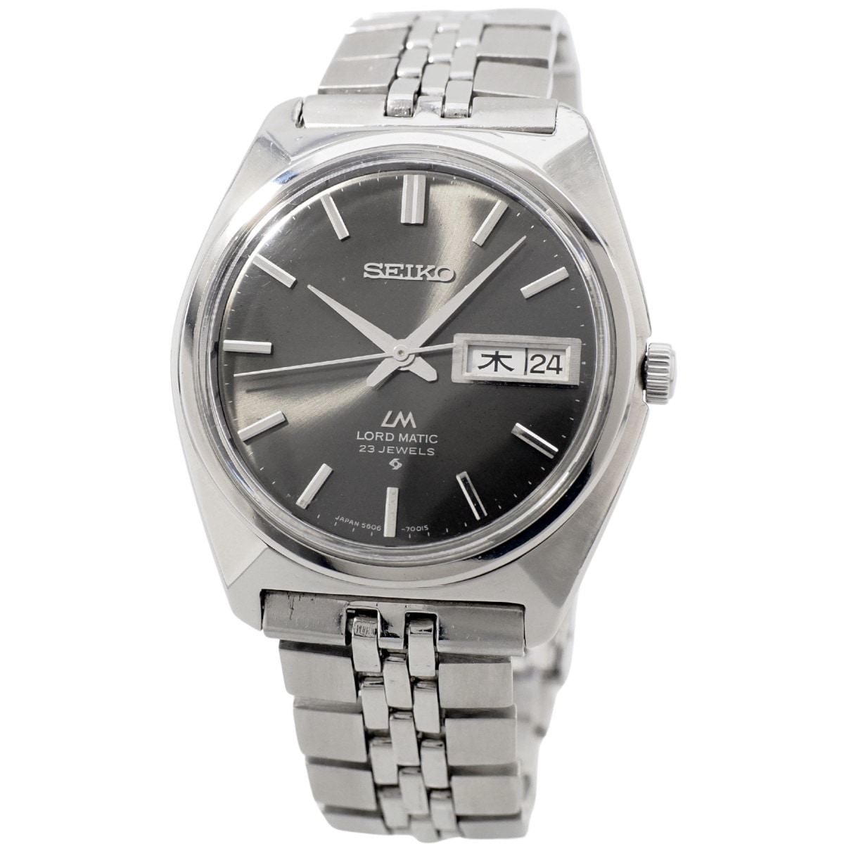 セイコー ロードマチック 5606-7000 グレー文字盤 純正ブレスレット