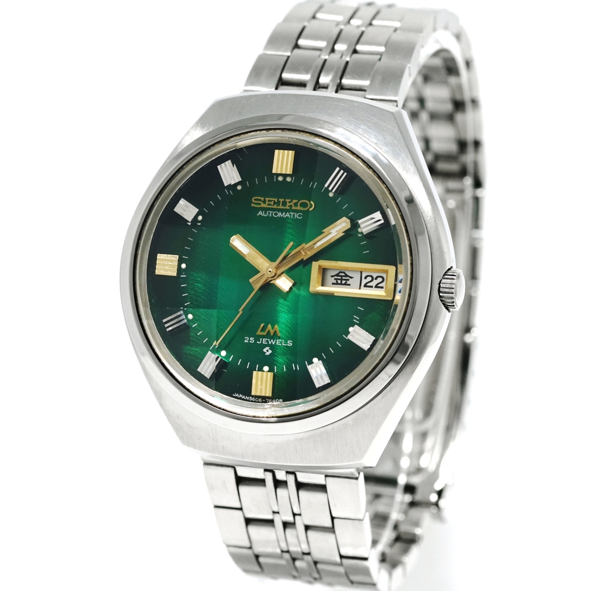 セイコー ロードマチック 5606-7300 緑文字盤 カットガラス スクリュー