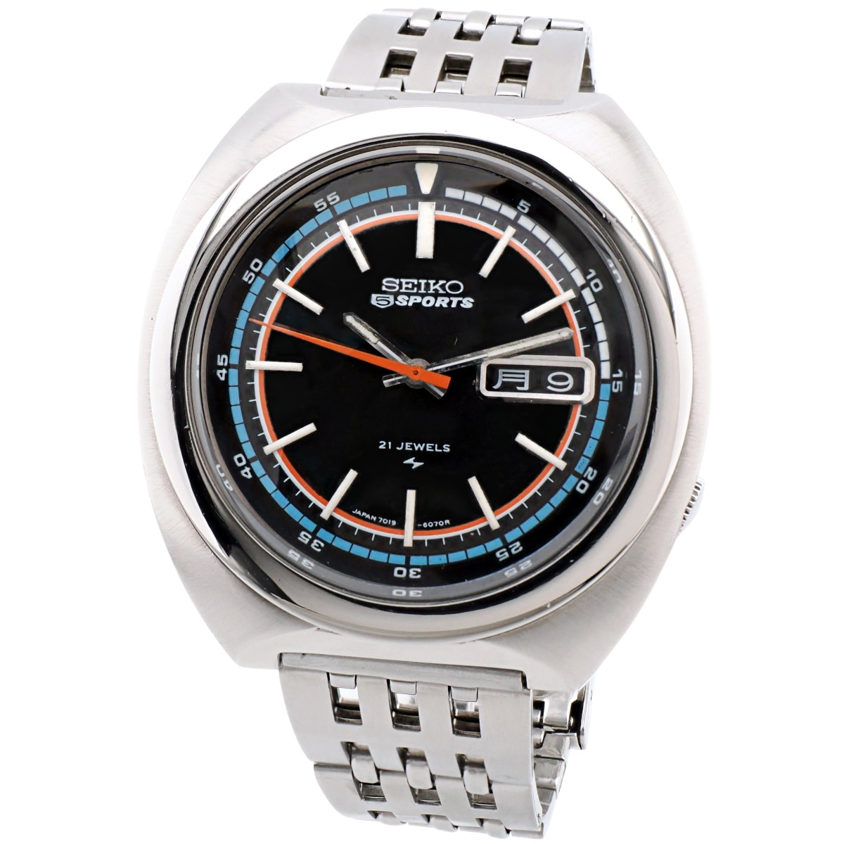 セイコー 5スポーツ 7019-6040 ブラック文字盤 21石 自動巻 OH済 昭和47