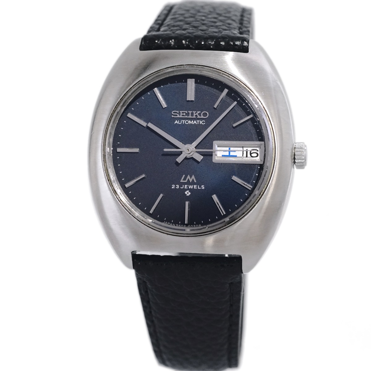 セイコー ロードマチック 5606-6000 スクリューバック 紺色文字盤 自動