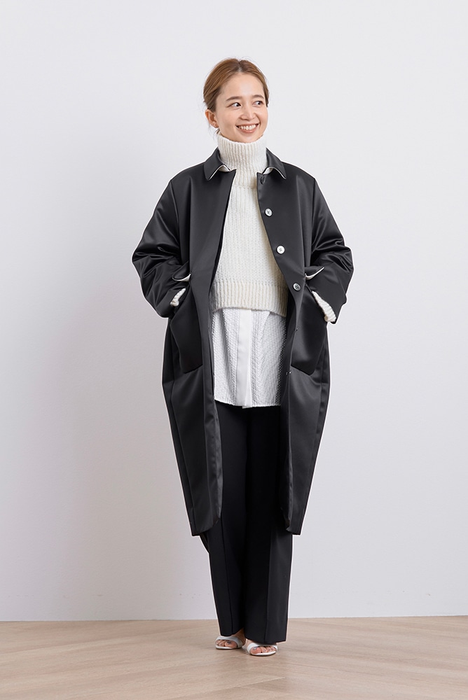 アールズコートゴルフ フリース裏地 ブラックロングコート アールズ