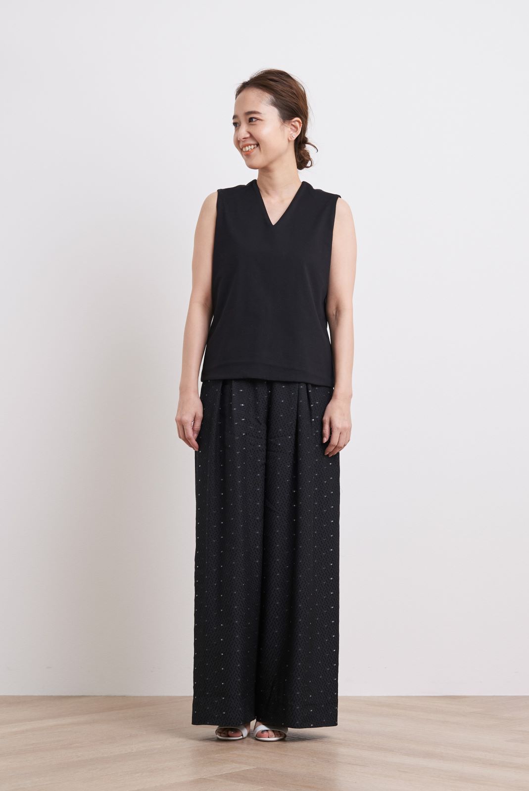 yori shiroconラメチップバギーパンツ36