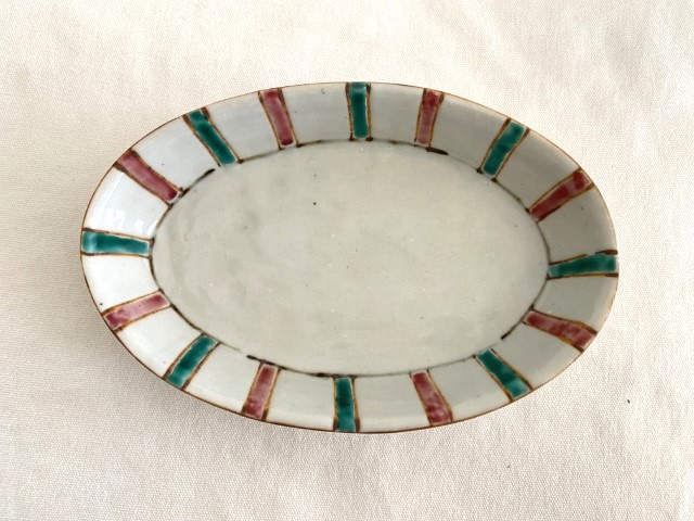 中尾万作 桃緑とくさ楕円深皿 | ブランド,中尾万作 | YUI LIVINGS