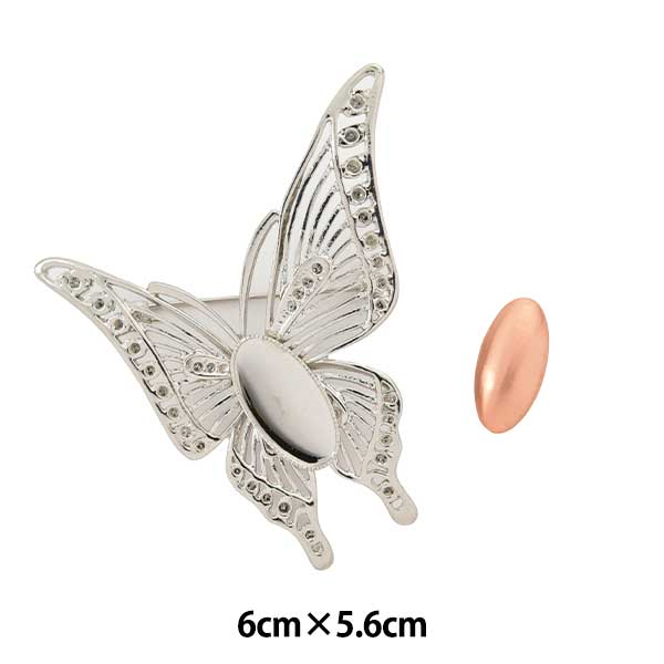 七宝用金具 『ブローチ 蝶々 銀色 OB-411』 工芸,ステンドグラス・七宝