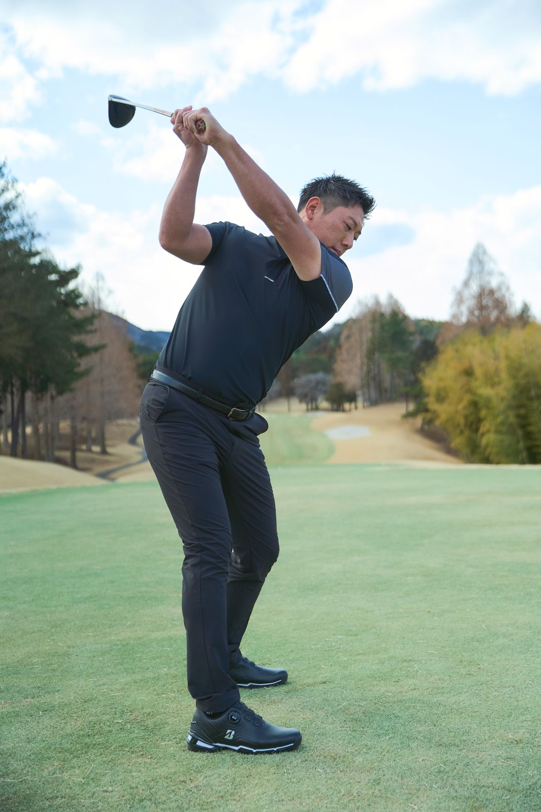 AGATTO GOLF ブラック ゴルフシャツ L Back Panel POLO BLACK | TOPS