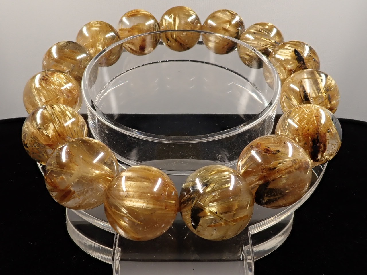 金運強 太陽放射ルチルブレスレット ヘマタイト ルチルクォーツ 14