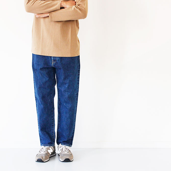 送料無料】HATSKI[ハツキ] Loose Tapered Denim -used-(Blue) ルーズ