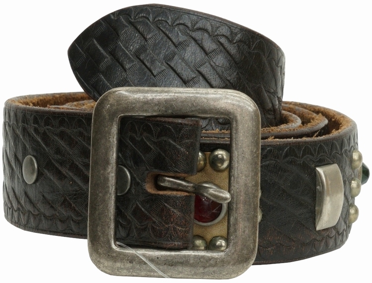 ダブルアールエル) RRL 旧作 イタリア製 レザー ベルト スタッズ 型