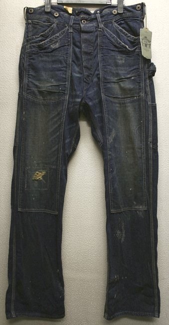 RRLダブルアールエル パッチワークダメージ加工デニム ペインターW27