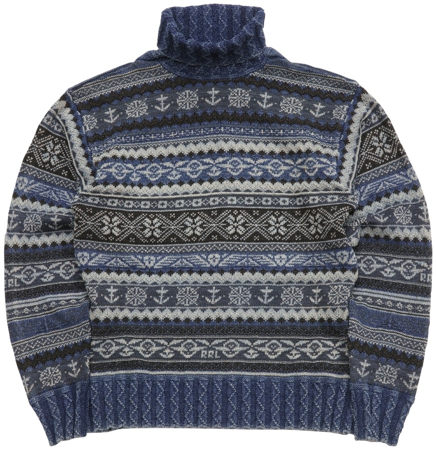 ダブルアールエル) RRL フェアアイル インディゴ モックネック
