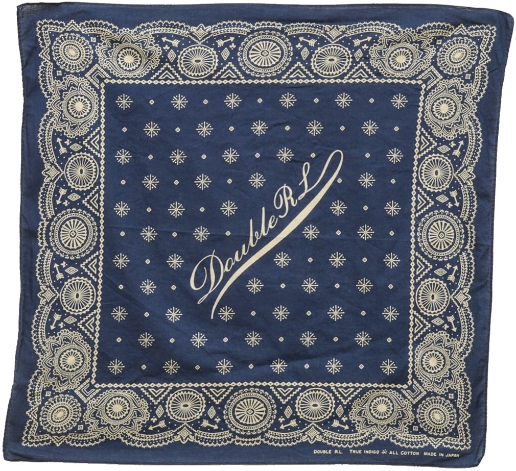 ダブルアールエル) RRL 本藍染め ネイティブ & ロゴ バンダナ
