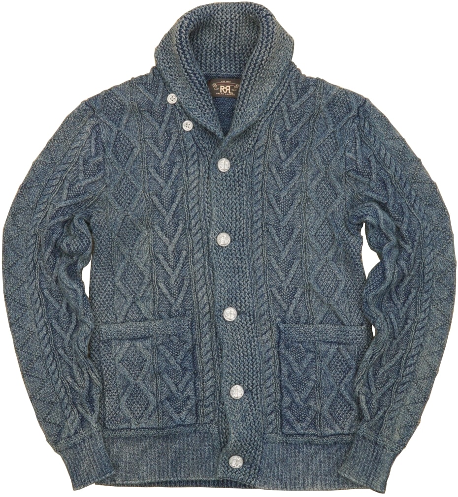 ダブルアールエル) RRL 本藍染め インディゴ アラン コットン