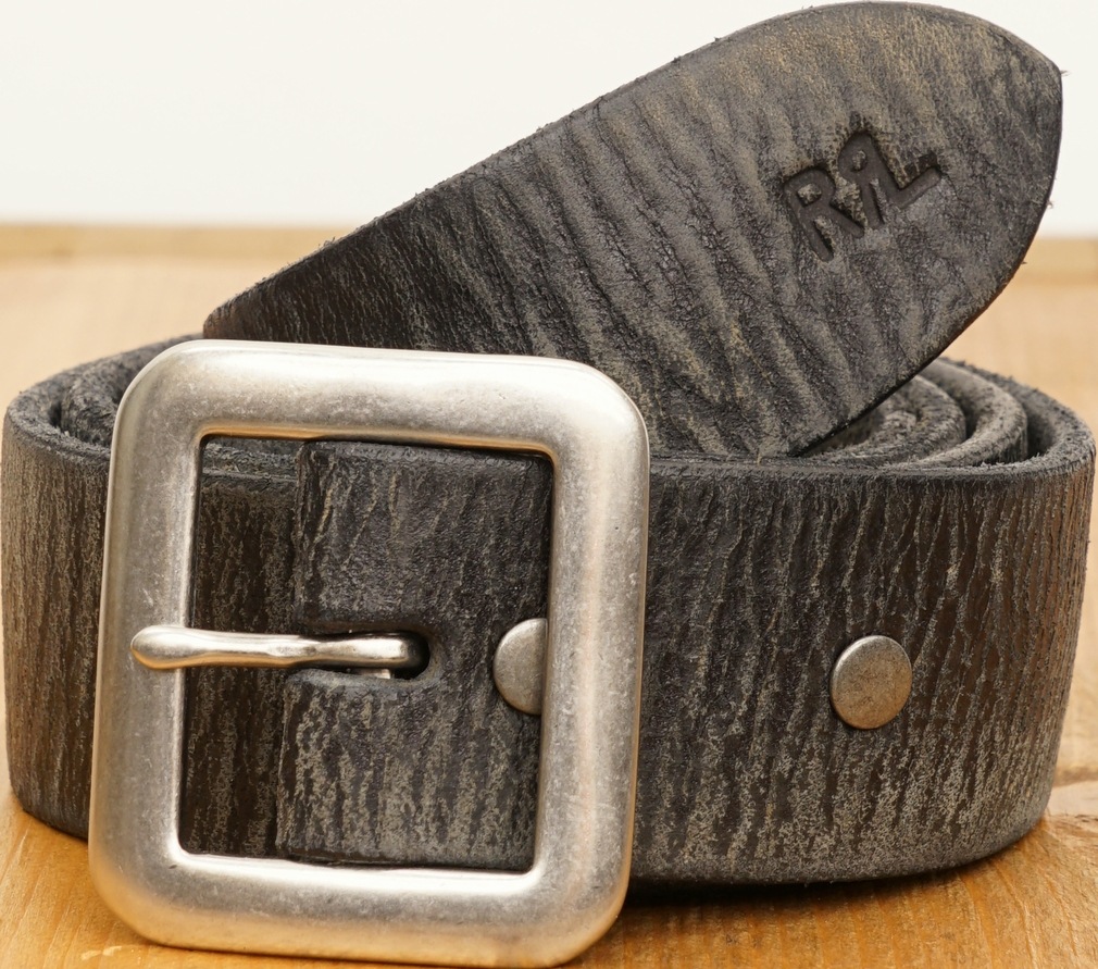 ダブルアールエル) RRL バーリントン レザー ベルト ブラック