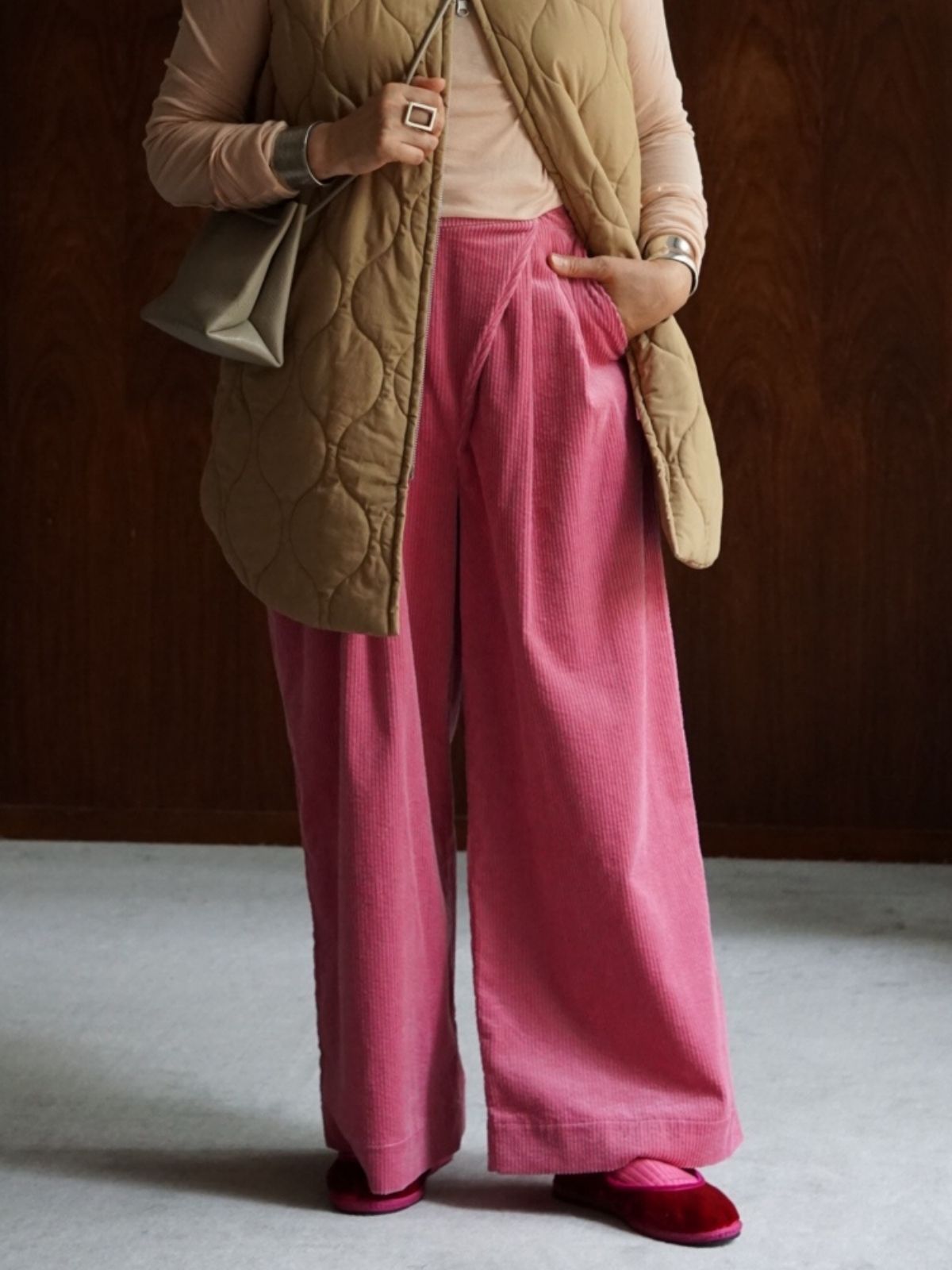 コーデュロイタックワイドパンツ ピンク | BOTTOMS | ko by keiko