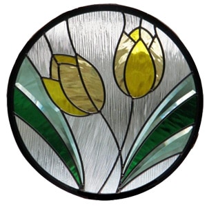 ステンドグラス (SH-K09) 400×400×18mm 円形 デザイン チューリップ