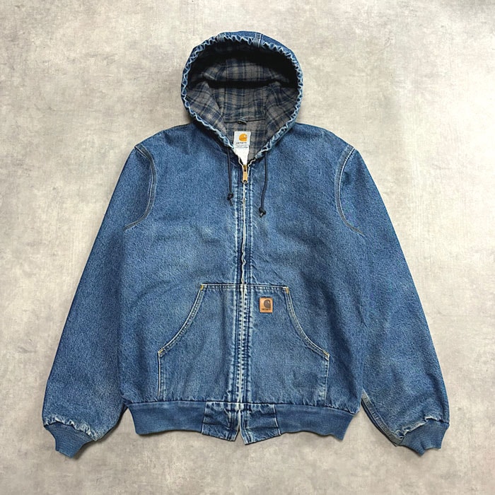 激渋 carhartt アクティブジャケット デニム 襤褸 フェード S〜M相当