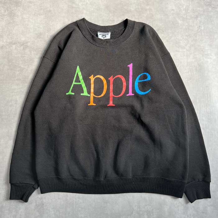 90's Lee APPLE PRINT SWEAT SHIRTS BLACK Size L Made in USA 90年代