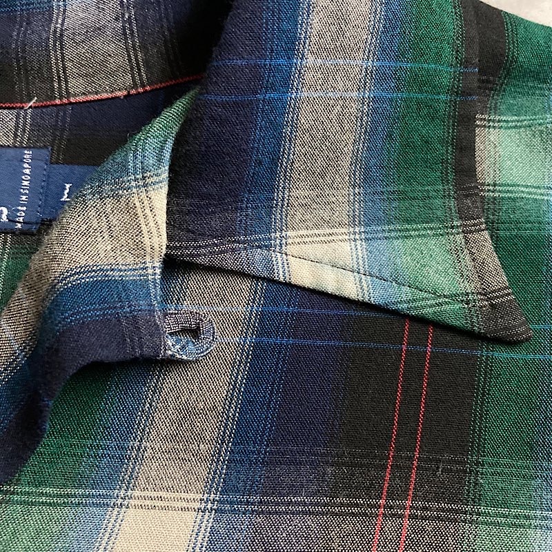 90's Polo Ralph Lauren Rayon Open Collar Ombre Check Shirts L 90