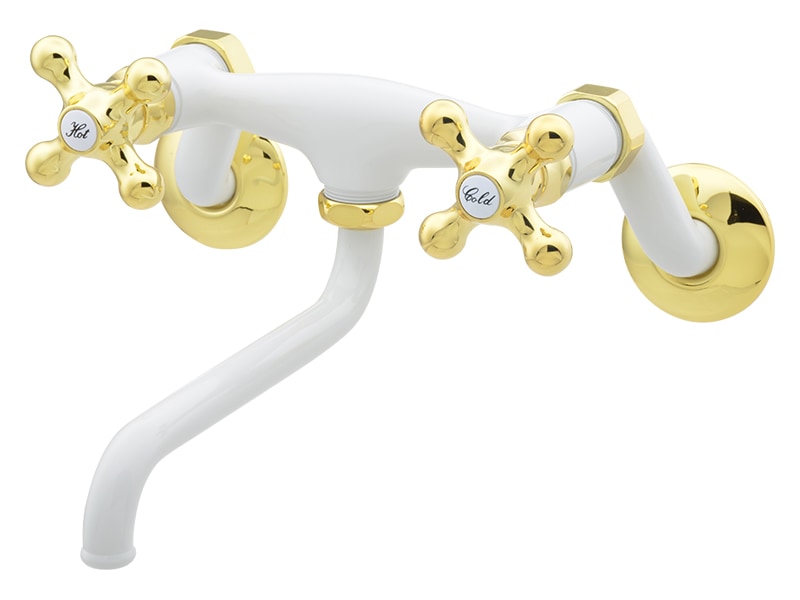 2ハンドル混合栓 (キッチン 洗面 ホワイト×ゴールド)｜アトリエダダ