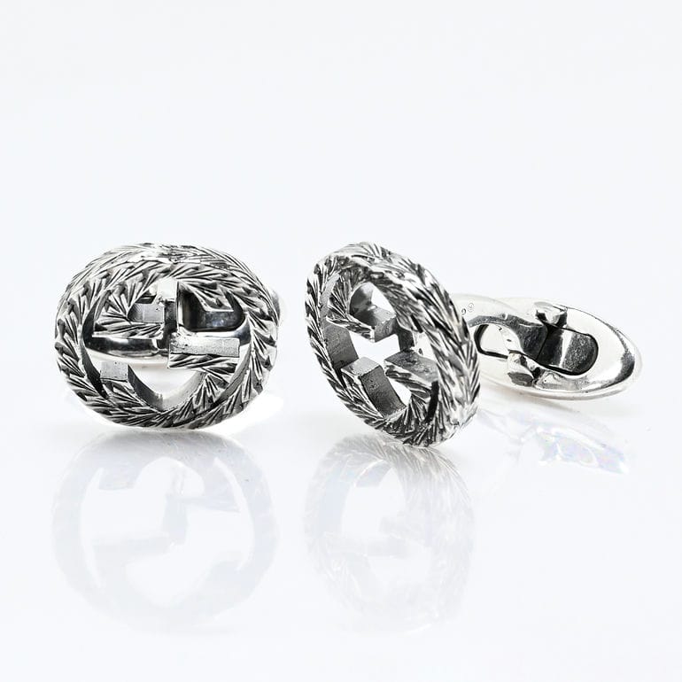 GUCCI シルバー カフリンクス オリジナルポーチ付き GUCCI シルバー