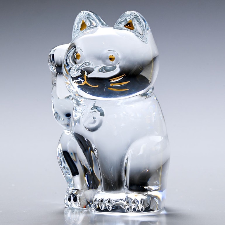 バカラ 名入れ対応 Baccarat フィギュア オーナメント 招き猫 クリア