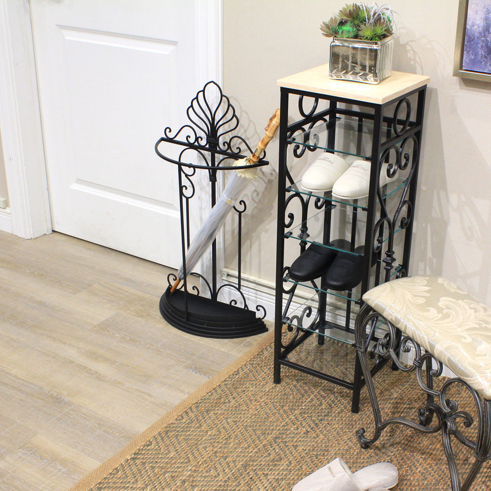 アイアン傘立て 半円タイプ ブラック アンティーク調 | アイアン