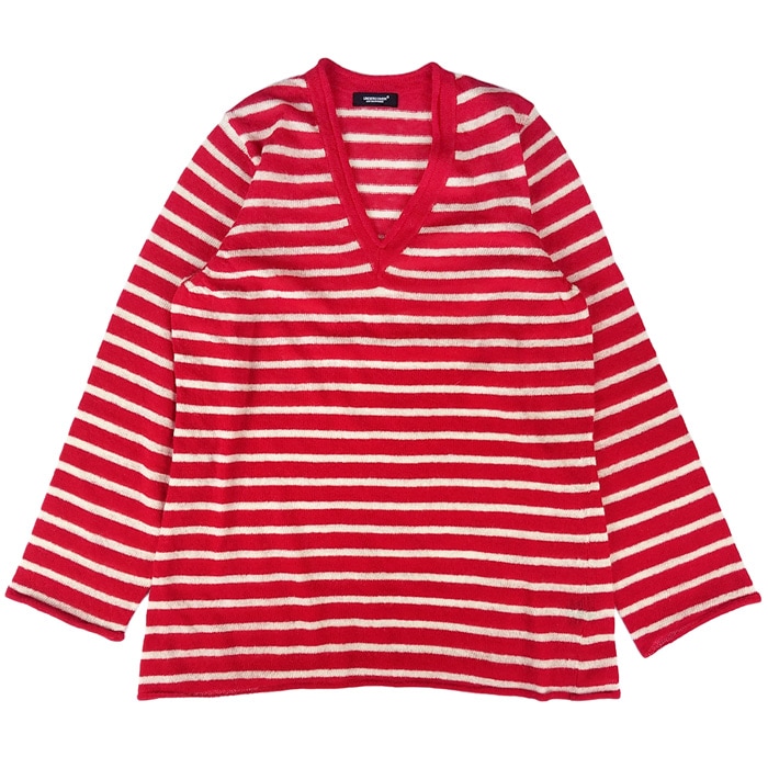 50%OFF】UNDERCOVER アンダーカバー ボーダーVニット レッドボーダー