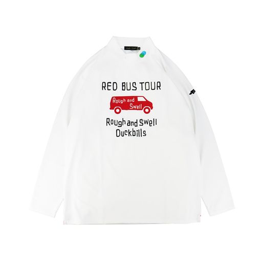 ラフアンドスウェル 長袖モックネックシャツ ハイネック レッド M