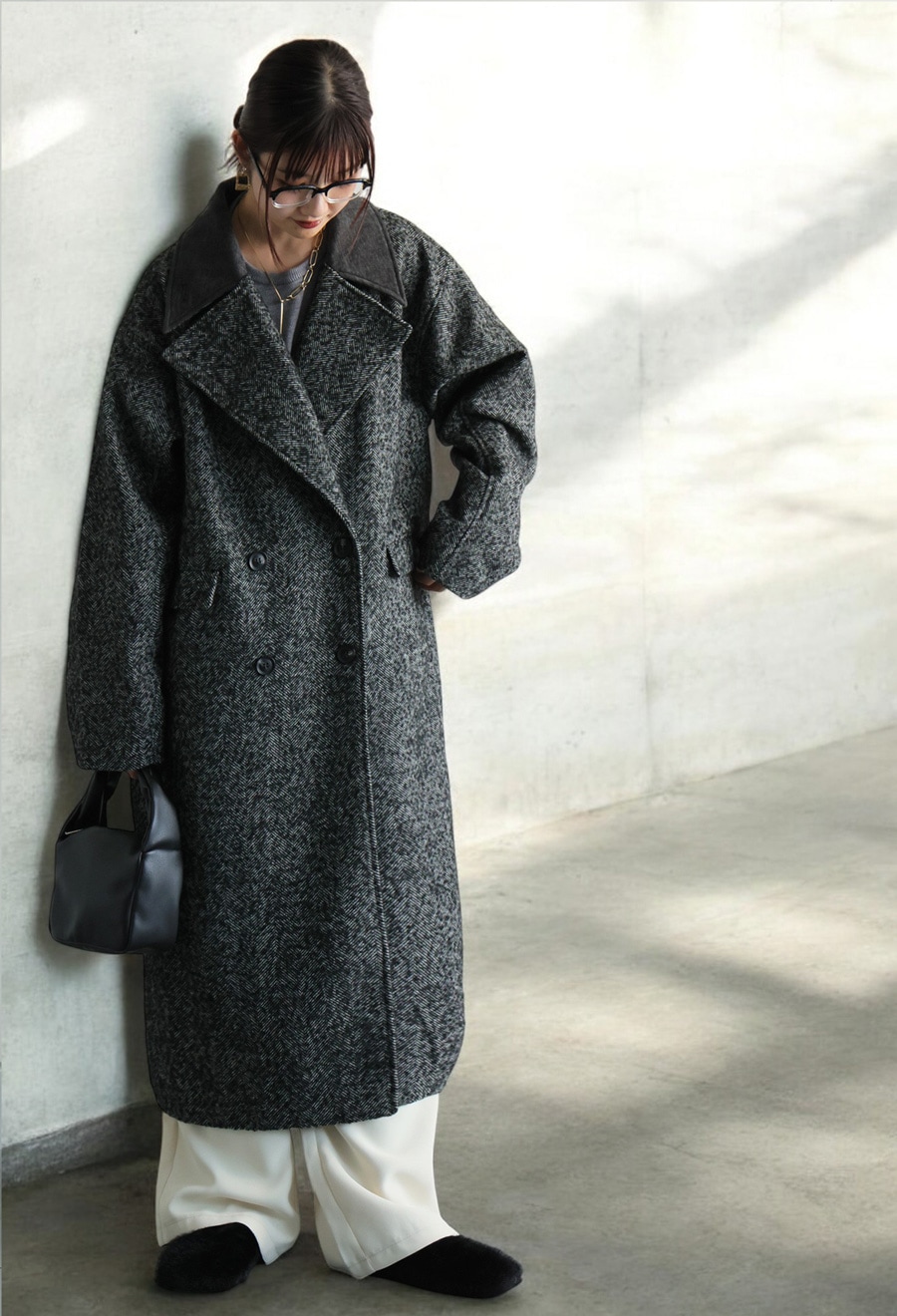 ヘリンボーン ロングコート レディース アウター 送料無料・再入荷