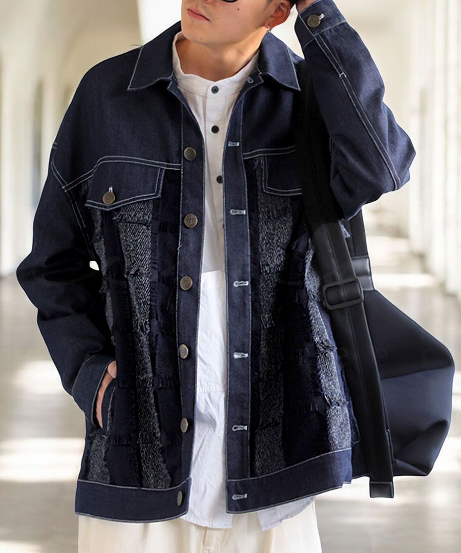 切り替えデニムジャケット ジャケット メンズ アウター 送料無料