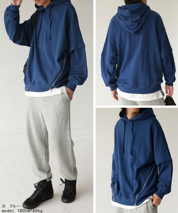 ジップデザインパーカー パーカー メンズ トップス 送料無料・再再販