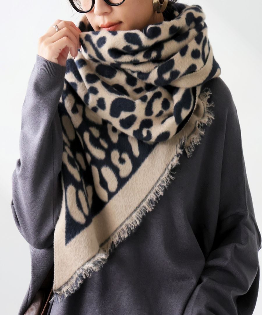 レオパード柄 大判ストール レディース マフラー 送料無料・再入荷