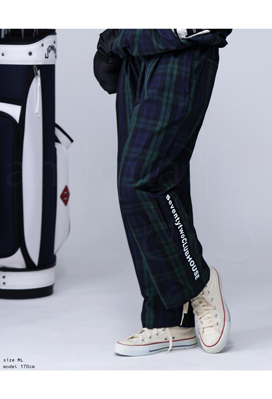 再入荷予定有!ANTIQUA GOLF×STCH チェックパンツ メンズ 送料無料・再