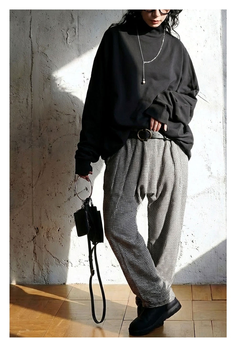 千鳥柄 サルエルパンツ レディース ボトムス パンツ 送料無料・メール